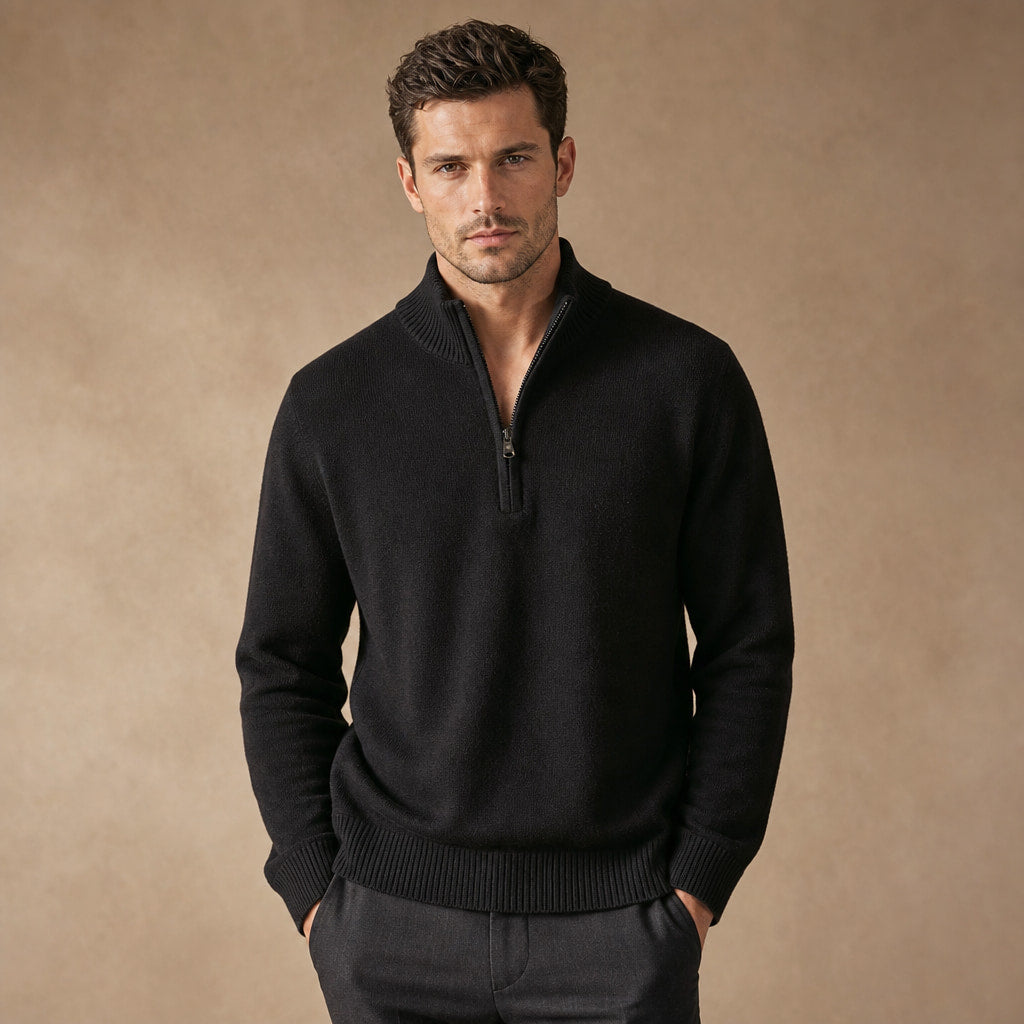 Coastal Knit Pullover in Black – Tarlano Premium Menswear
