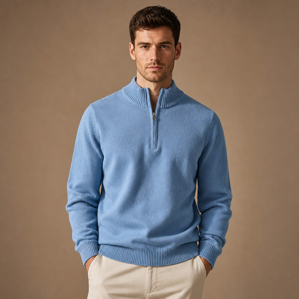 Coastal Knit Pullover in Blue – Tarlano Premium Menswear