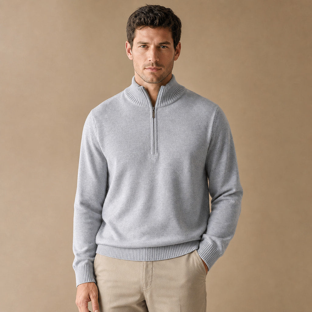 Coastal Knit Pullover in Light Gray – Tarlano Premium Menswear