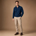 Coastal Knit Pullover Navy – Side Angle View