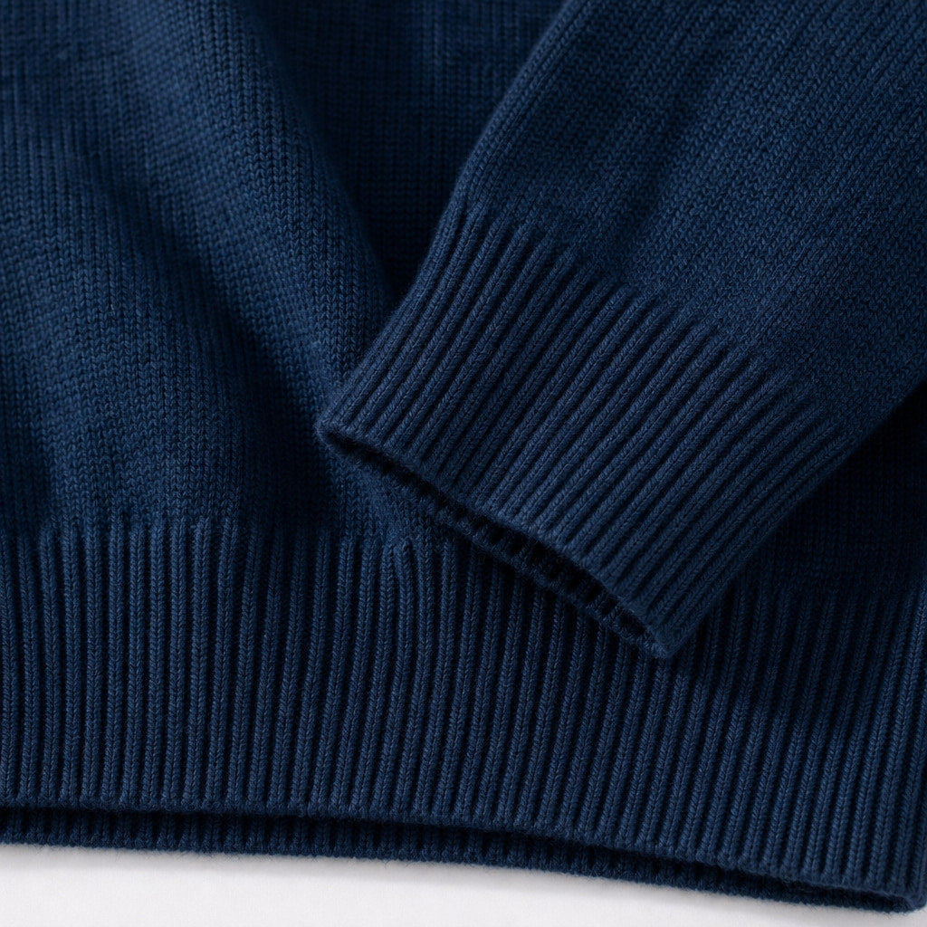 Coastal Knit Pullover Navy – Fabric and Detail Close-Up