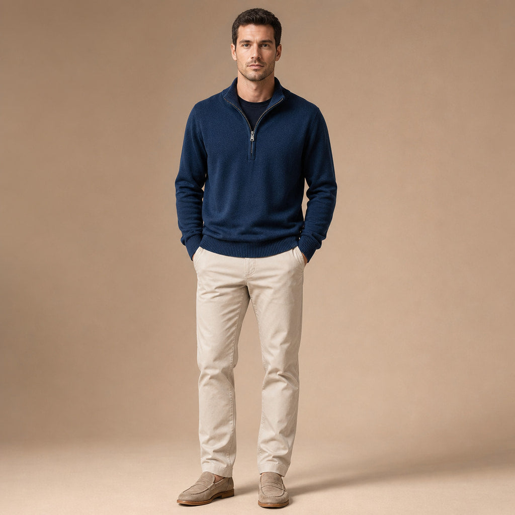 Coastal Knit Pullover Navy – Full Look