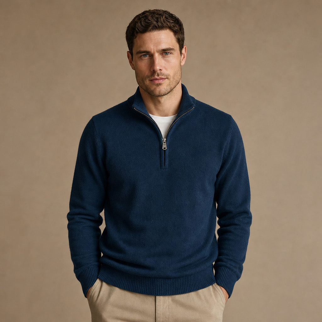 Coastal Knit Pullover in Navy – Tarlano Premium Menswear