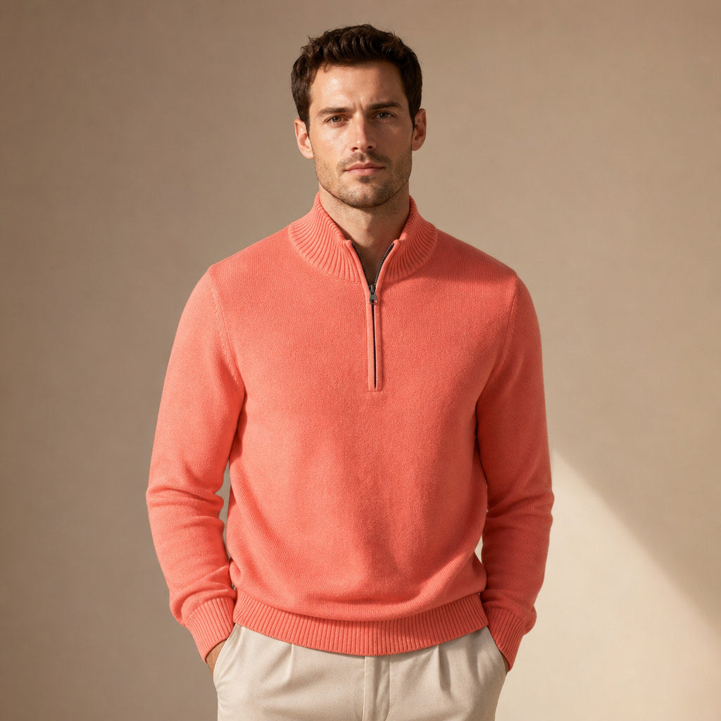Coastal Knit Pullover in Salmon – Tarlano Premium Menswear