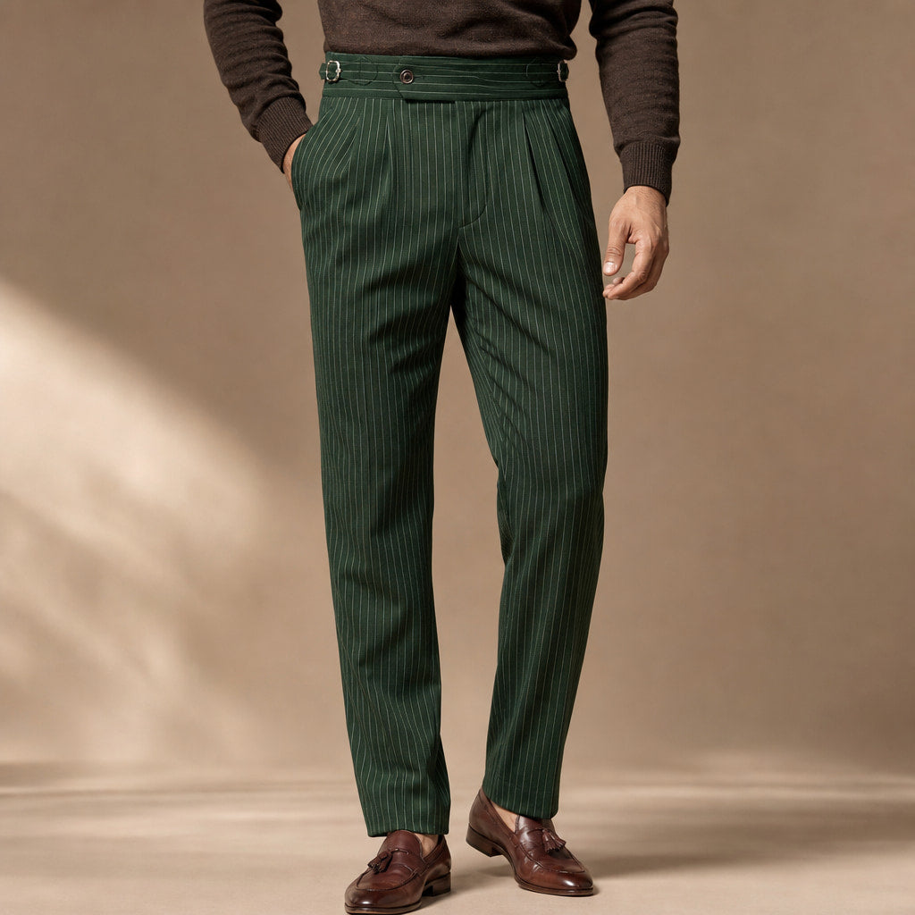 Dress Pants Pleated Front Slim Fit Green – Product Photo