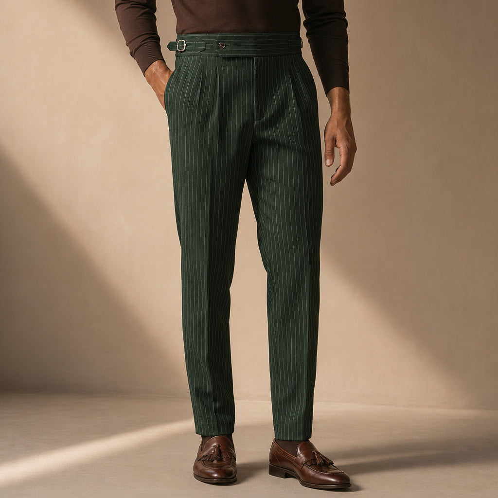Dress Pants Pleated Front Slim Fit in Green – Tarlano Premium Menswear
