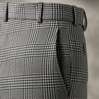 Dress Pants Plaid Straight Leg Black Black – Fabric and Detail Close-Up