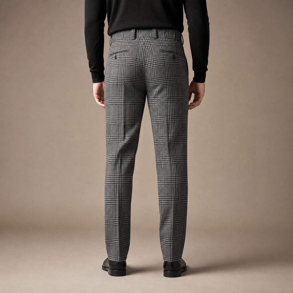 Dress Pants Plaid Straight Leg Black Black – Full Look