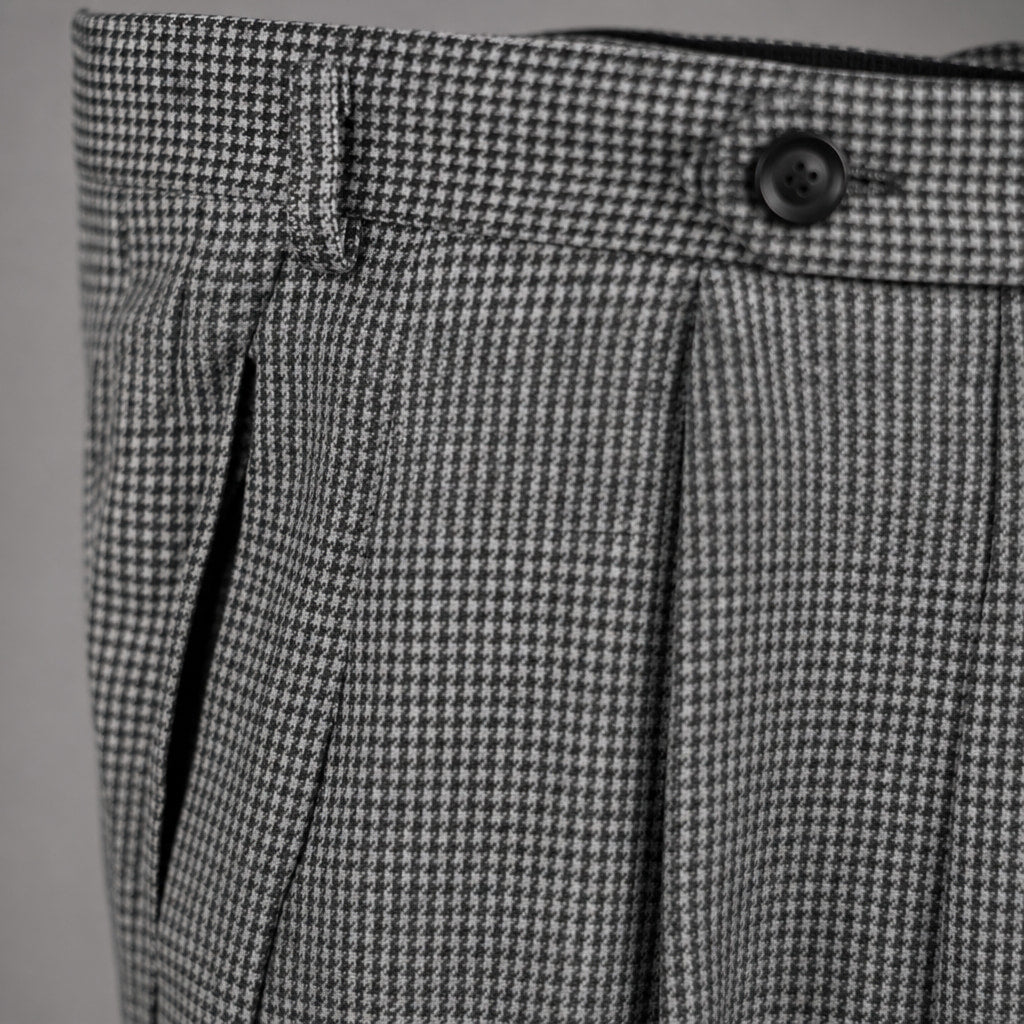 Dress Pants Plaid Black Black – Fabric and Detail Close-Up