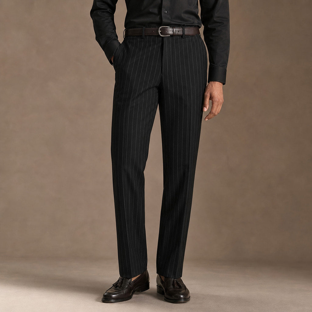 Dress Pants Textured Stripe Regular Fit Black – Product Photo