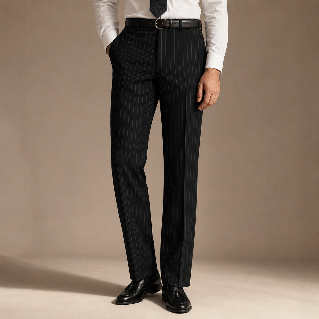Dress Pants Textured Stripe Regular Fit in Black – Tarlano Premium Menswear