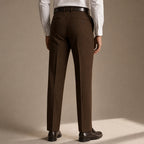 Dress Pants Textured Stripe Regular Fit Brown – Full Look