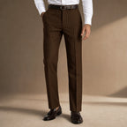 Dress Pants Textured Stripe Regular Fit Brown – Product Photo