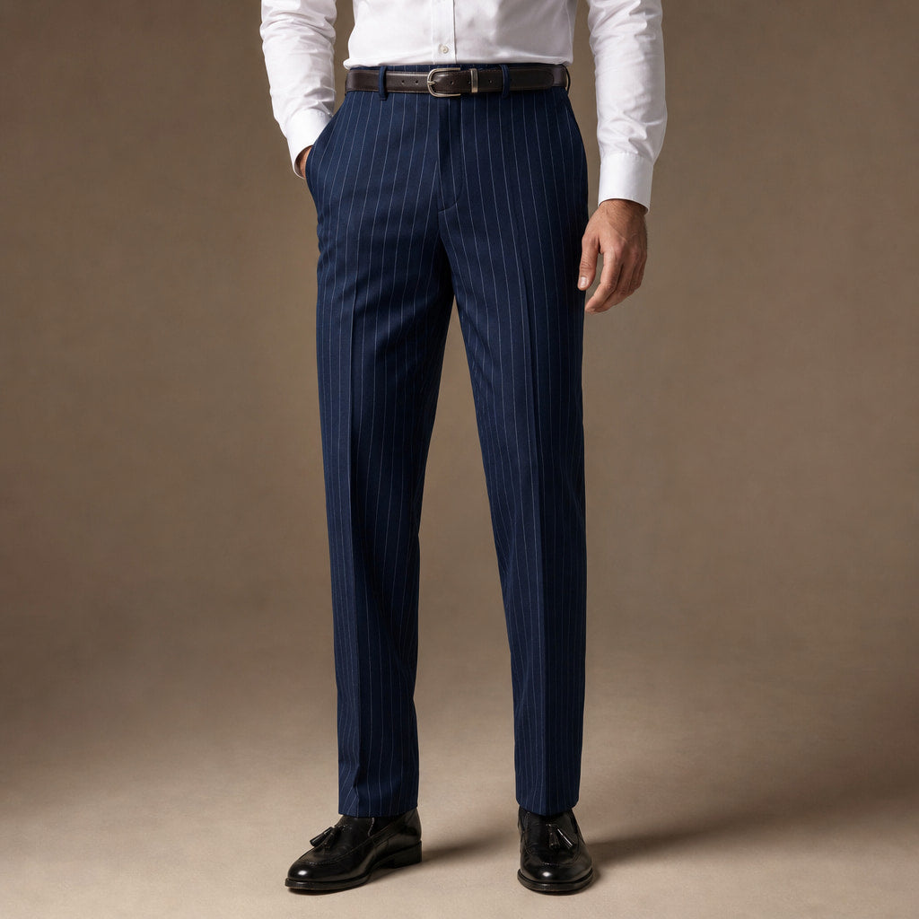 Dress Pants Textured Stripe Regular Fit in Navy – Tarlano Premium Menswear