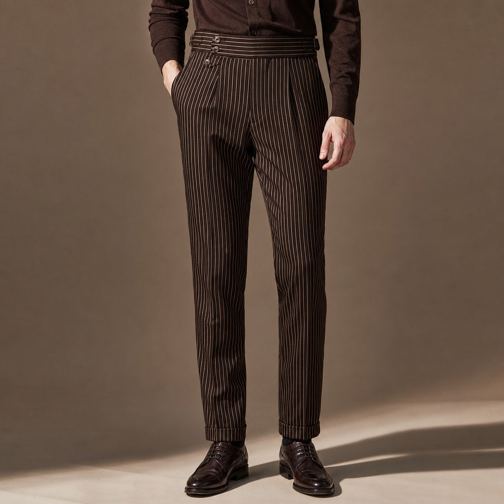 Dress Pants Striped Slim Fit in Brown – Tarlano Premium Menswear