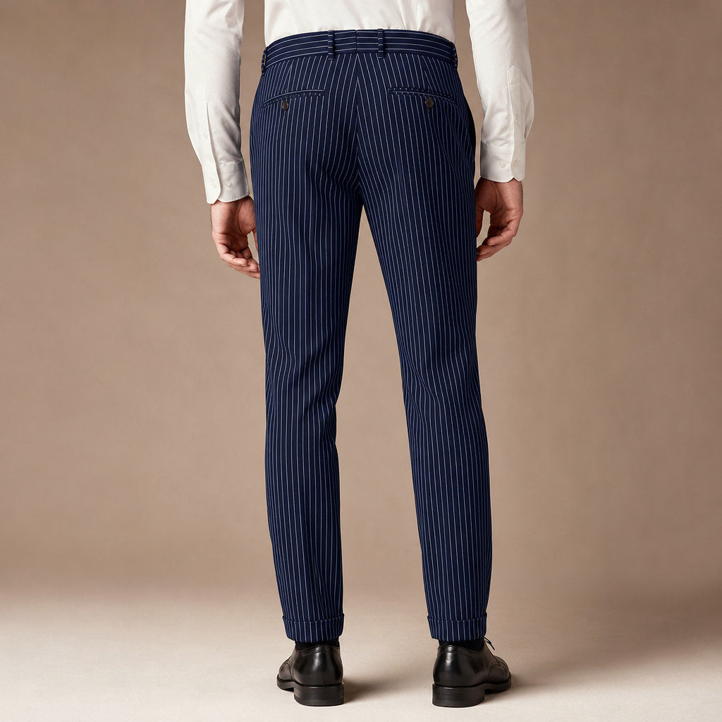 Dress Pants Striped Slim Fit Navy – Full Look