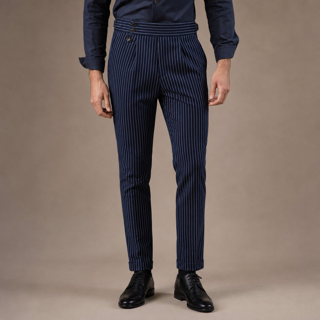 Dress Pants Striped Slim Fit in Navy – Tarlano Premium Menswear