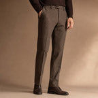 Plaid Trouser Slim Fit Brown – Side Angle View