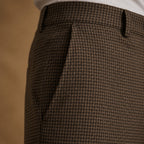 Plaid Trouser Slim Fit Brown – Fabric and Detail Close-Up
