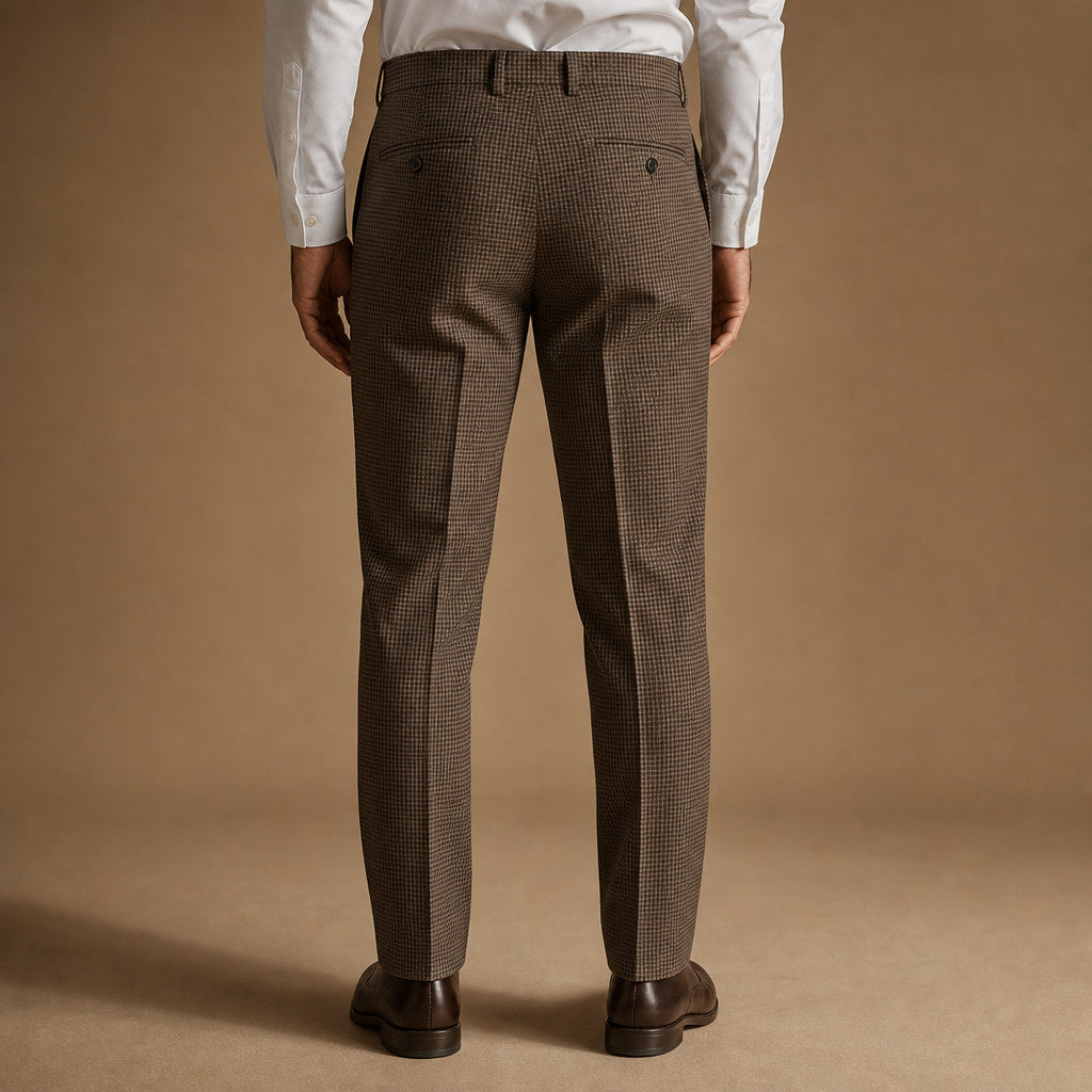 Plaid Trouser Slim Fit Brown – Full Look