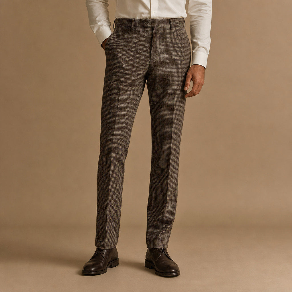 Plaid Trouser Slim Fit in Brown – Tarlano Premium Menswear