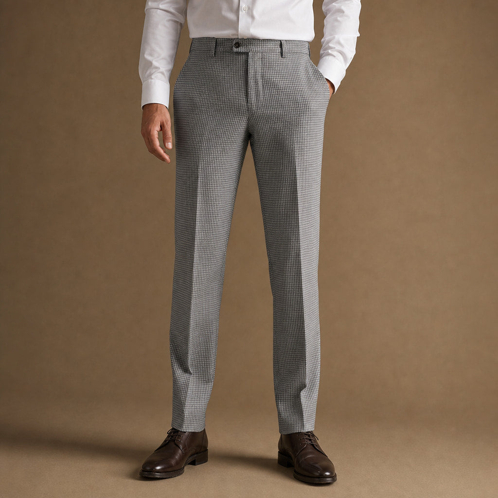 Plaid Trouser Slim Fit in Grey – Tarlano Premium Menswear