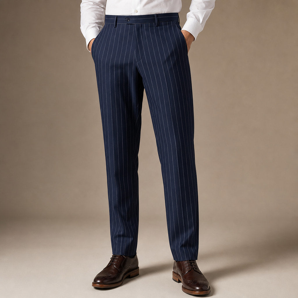 Dress Pants Striped Regular Fit Navy – Product Photo