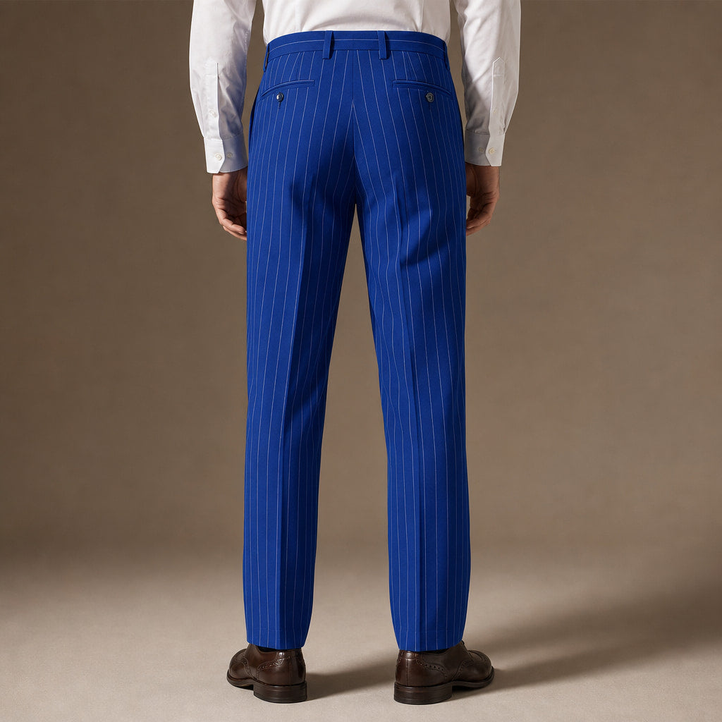 Dress Pants Striped Regular Fit Royal Blue – Full Look