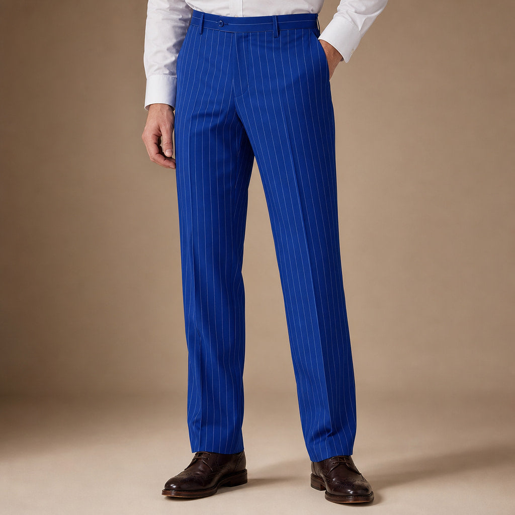 Dress Pants Striped Regular Fit Royal Blue – Product Photo