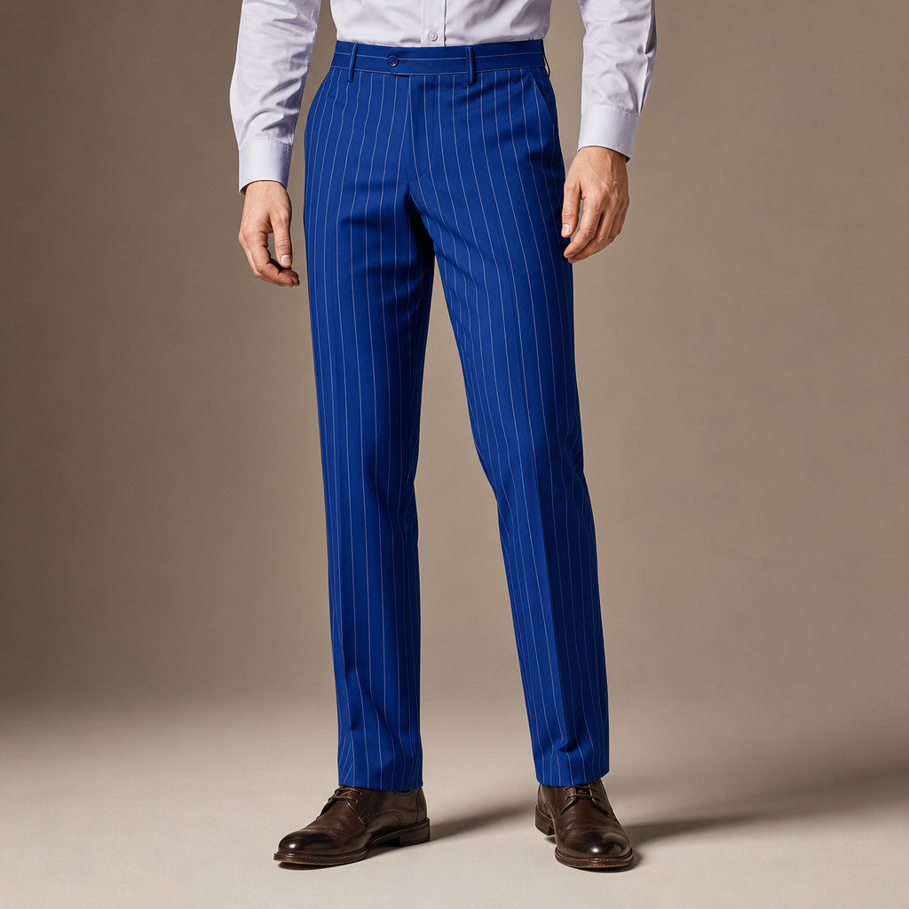 Dress Pants Striped Regular Fit in Royal Blue – Tarlano Premium Menswear