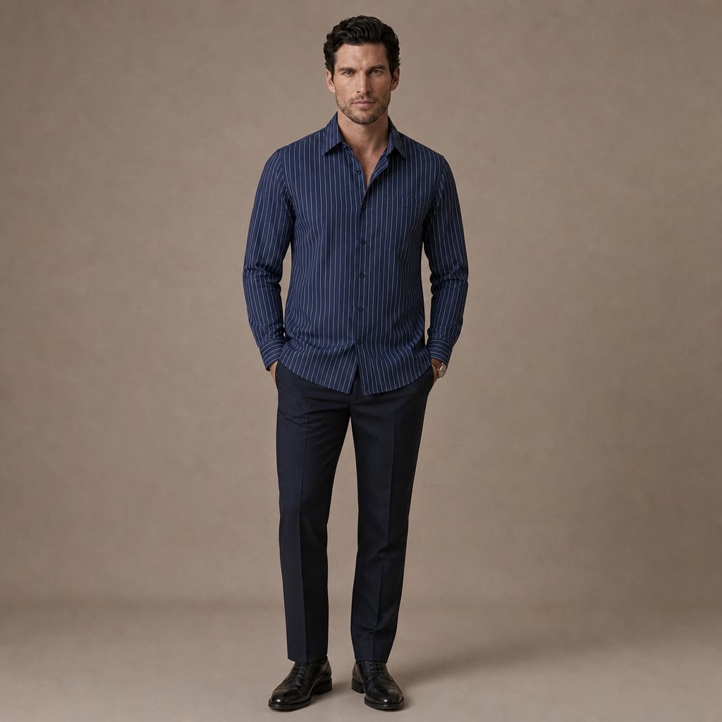Cotton Striped Shirt Shop Navy – Full Look