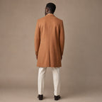 Dapper Camel-Brown Single-Breasted Overcoat For Men Brown – Full Look