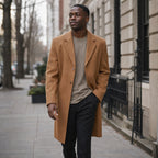 Dapper Camel-Brown Single-Breasted Overcoat For Men Brown – Styled Editorial Shot