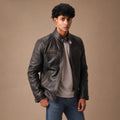 Dawnbreaker Distressed Brown Biker Style Leather Jacket Brown – Product Photo