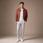 Deathgrip Windsor Tan Brown Biker Leather Jacket For Men Brown – Full Look