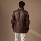 Delusional Dark Walnut Brown Leather Pea Coat Brown – Full Look