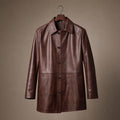 Delusional Dark Walnut Brown Leather Pea Coat Brown – Product Photo