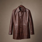 Delusional Dark Walnut Brown Leather Pea Coat Brown – Product Photo