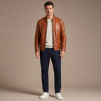 Dope Chestnut Brown Sheepskin Leather Jacket For Men Brown – Full Look