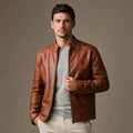 Dope Chestnut Brown Sheepskin Leather Jacket For Men Brown – Product Photo
