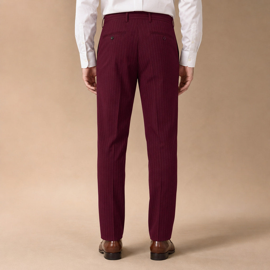 Dress Pants Modern Fit Flat Front Burgundy – Full Look