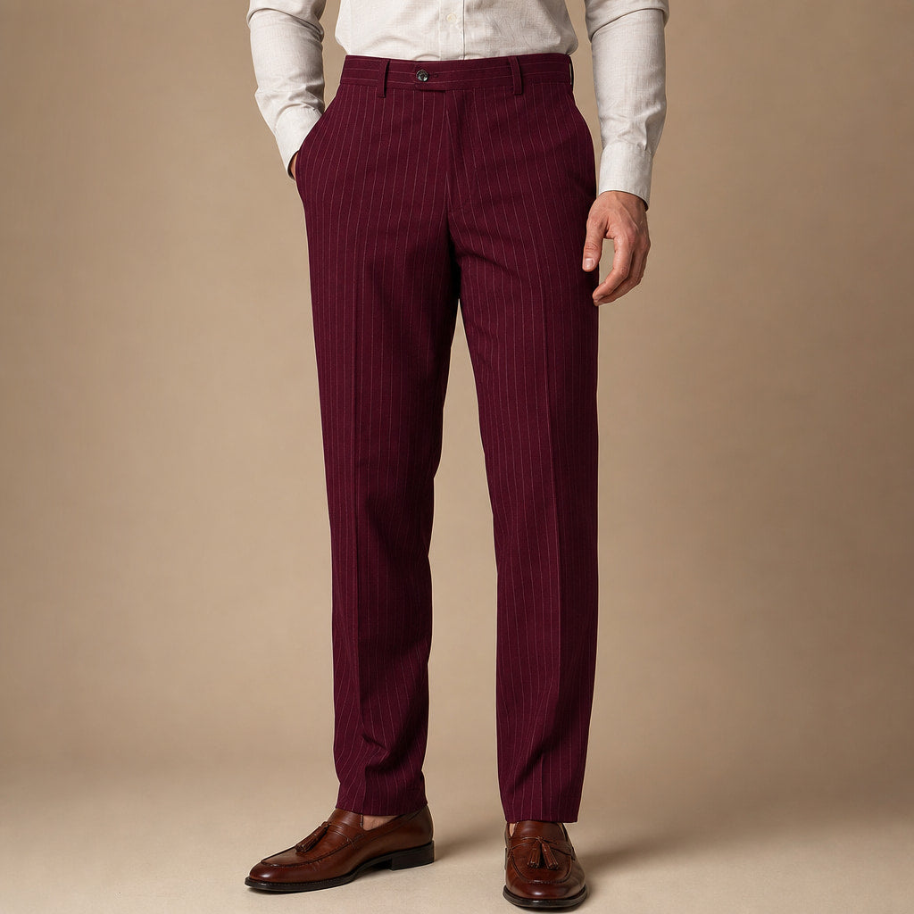 Dress Pants Modern Fit Flat Front Burgundy – Product Photo
