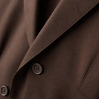 Double Breasted Poplin Suit Peak Lapel Brown Brown – Fabric and Detail Close-Up