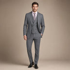 Double Breasted Suit Men Sharkskin Vest Set Charcoal in Charcoal – Tarlano Premium Menswear