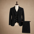 Suede Waistcoat Five Button Black – Product Photo
