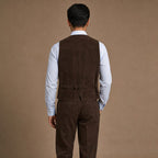 Suede Waistcoat Five Button Brown – Side Angle View