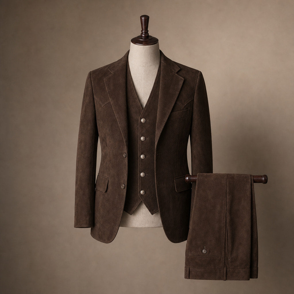Suede Waistcoat Five Button Brown – Product Photo