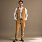 Suede Waistcoat Five Button in Khaki – Tarlano Premium Menswear