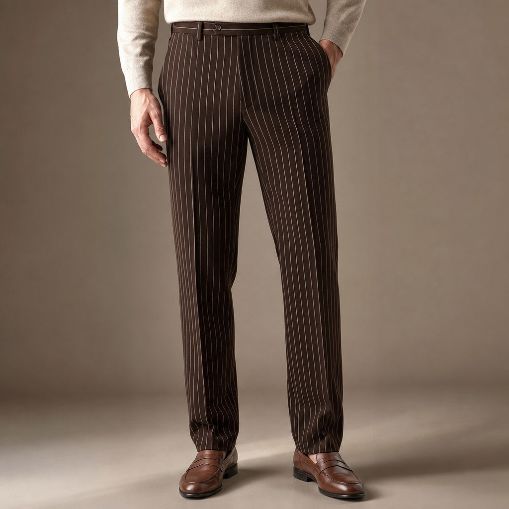 Dress Pants Striped Slim Fit Brown – Product Photo
