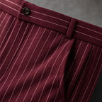 Dress Pants Striped Slim Fit Burgundy – Fabric and Detail Close-Up